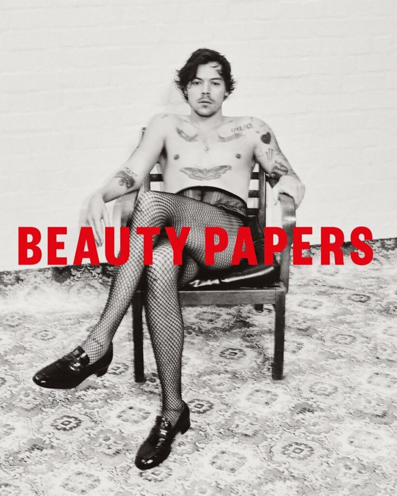harry styles fishnets beauty papers cover