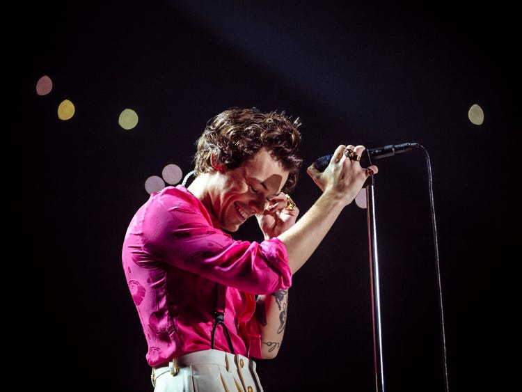 Harry Styles performing at The Forum in LA in 2019.