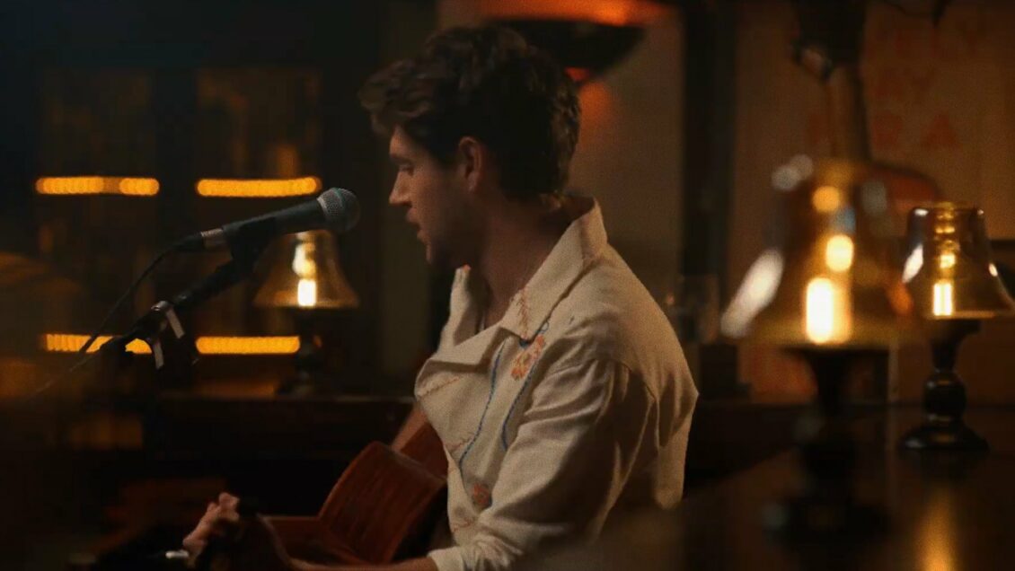 Niall Horan playing his guitar during Guinness' 'The Best of The Pub'.