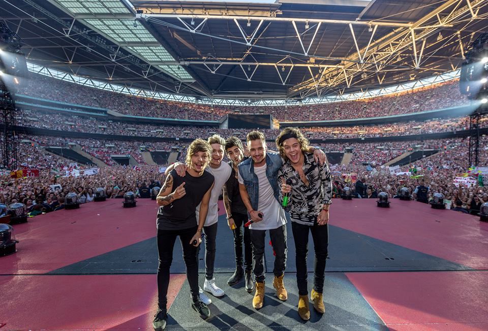 One Direction at one of their headline sold-out shows at Wembley Stadium.