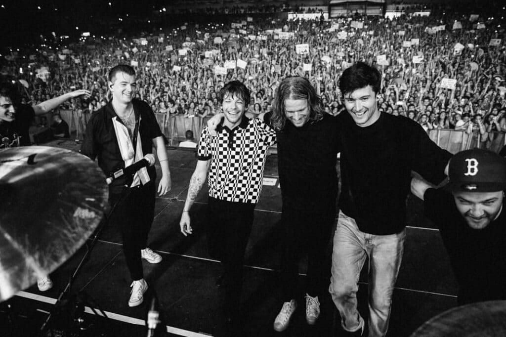 Louis Tomlinson and his band on stage at the Away From Home Festival