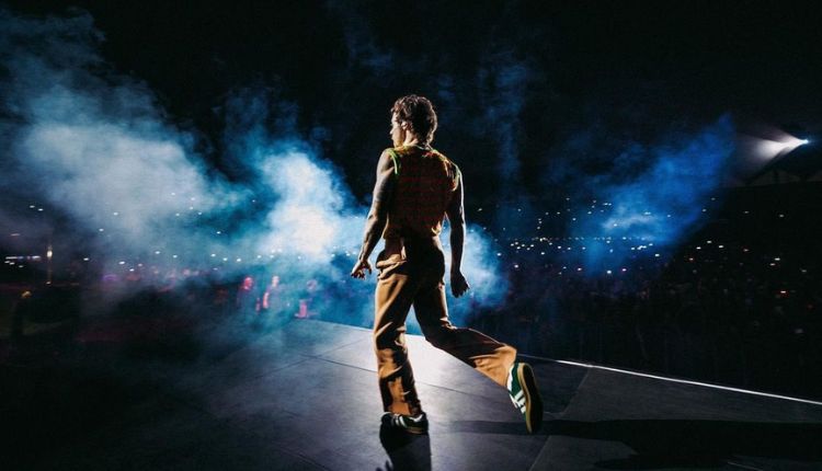 Harry Styles from behind onstage in Chile in motion