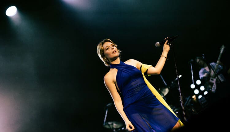 Maggie Rogers performs live at Skyla Credit Union Amphitheatre in Charlotte, North Carolina, on July 24, 2023.