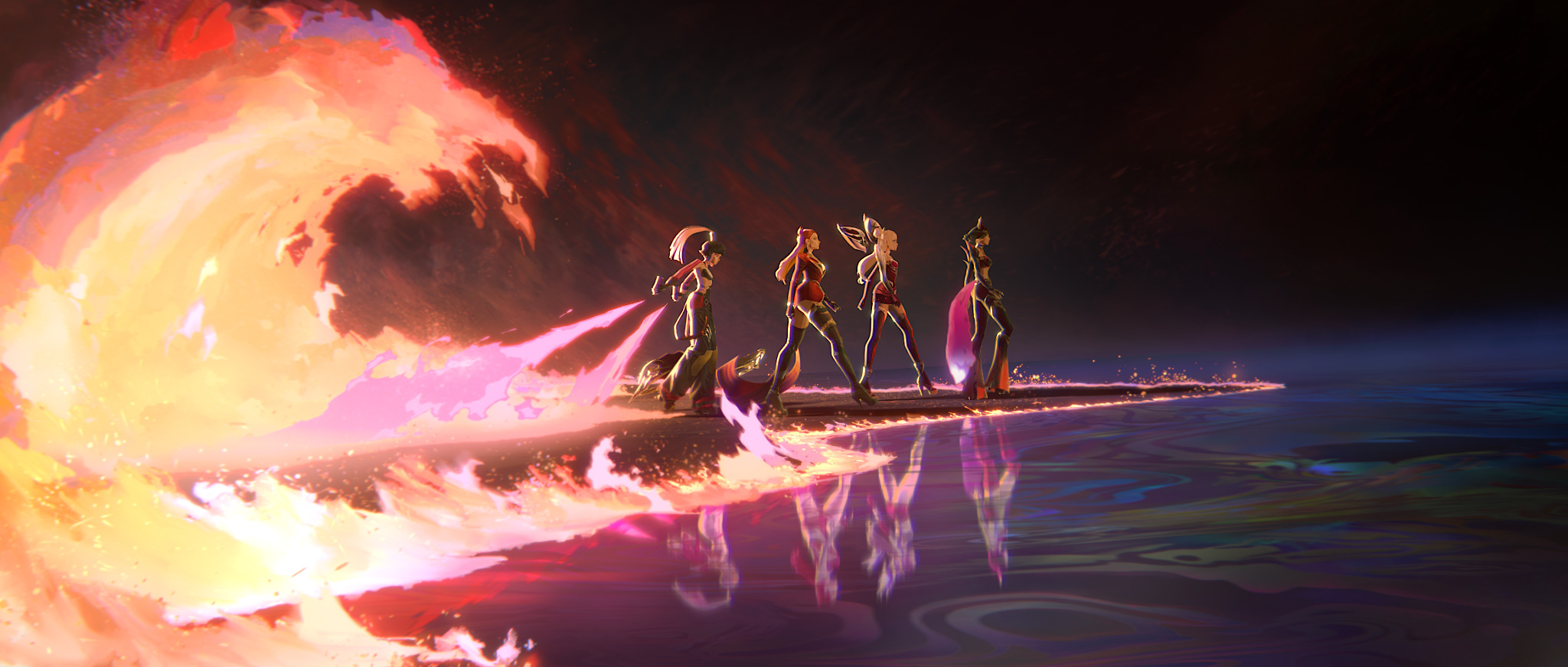 K/DA in the music video for ‘FIRESTARTER’. Credit: Riot Games